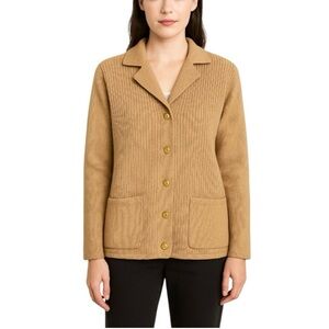 Weinstock's Vintage Notch Collar Button Front Knit Cardigan Tan size 40 (US 8/M)